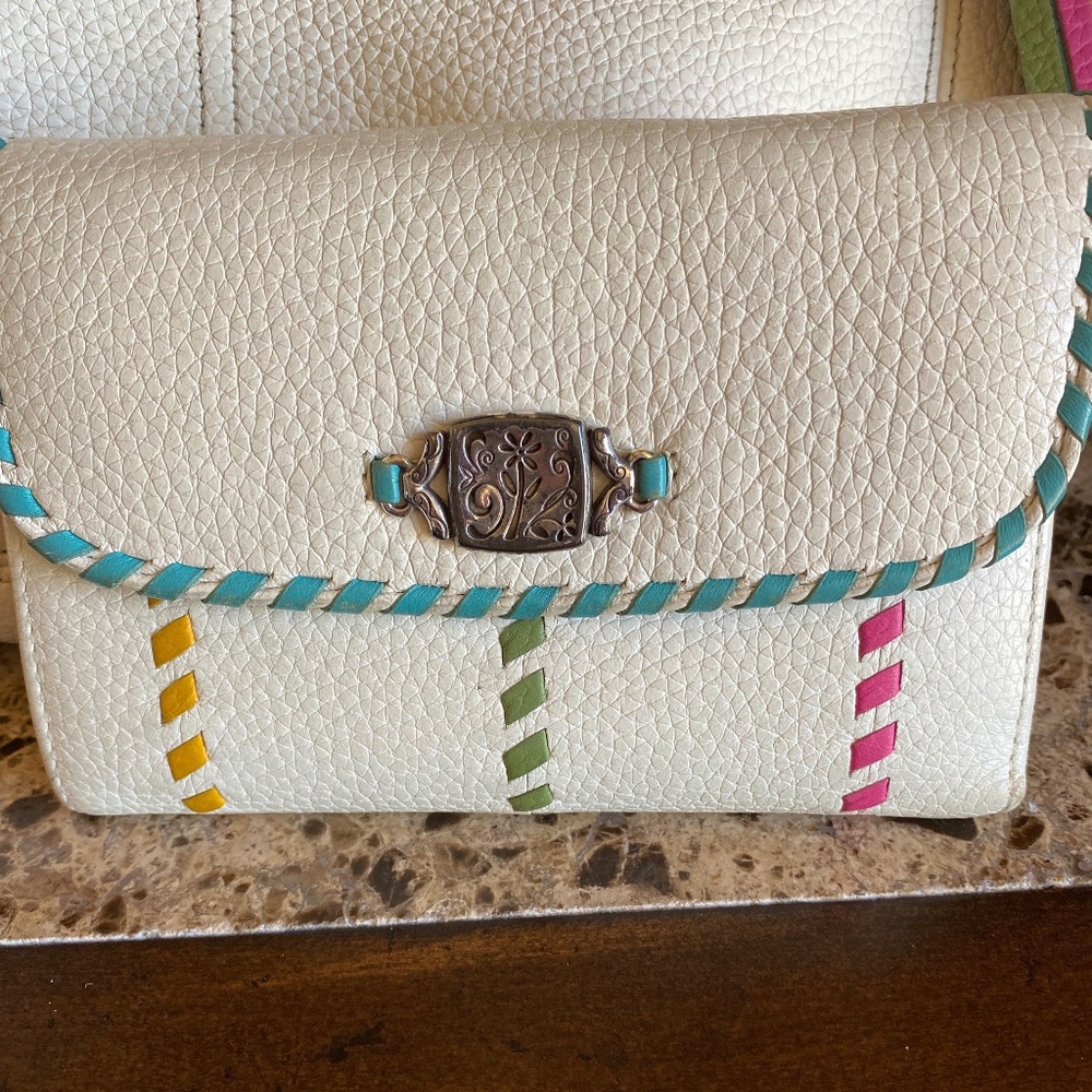 Brighton Cream and Multicolor Leather Wallet